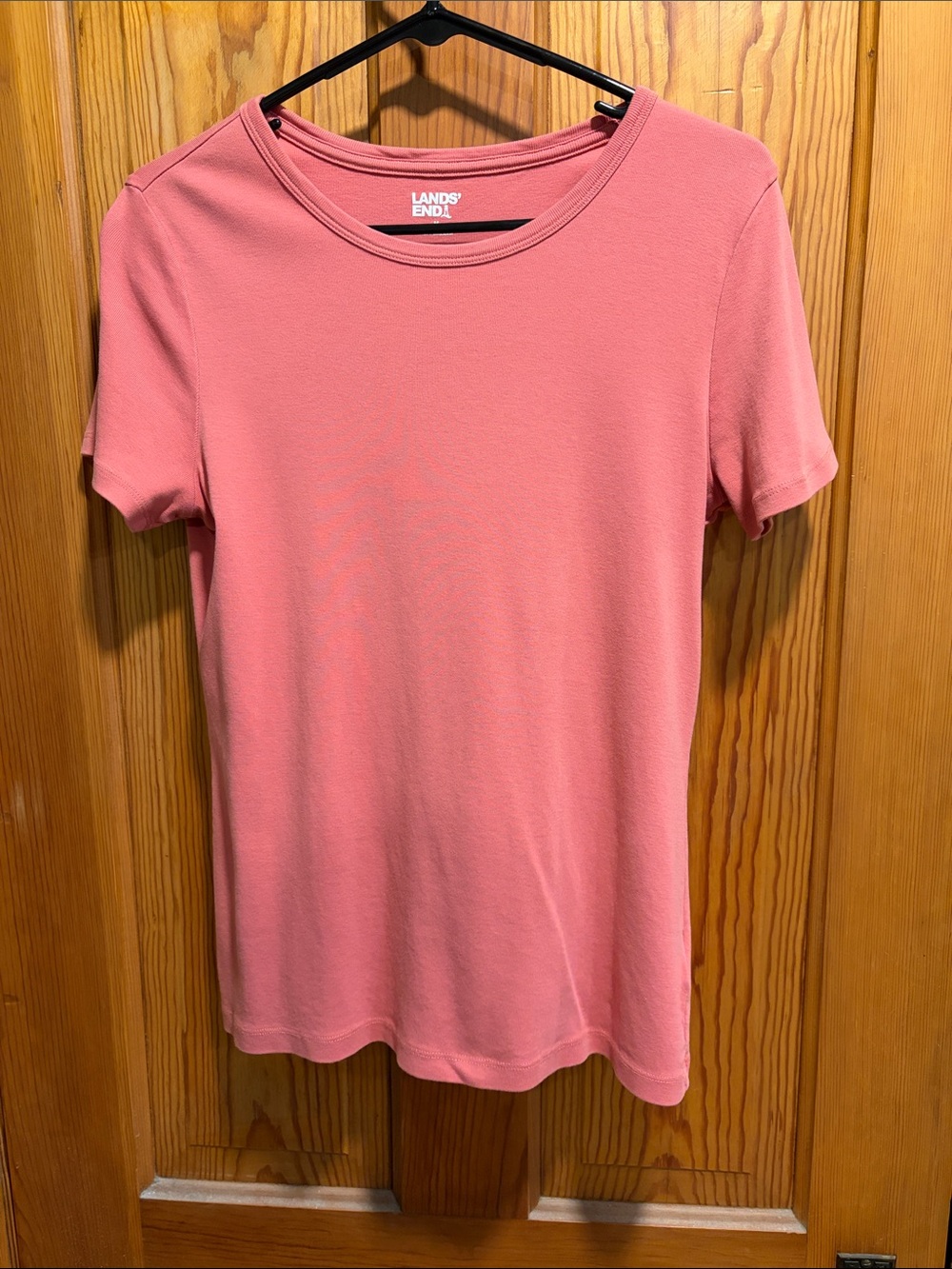 Lands' End Coral-Pink Short Sleeve Crewneck Tee